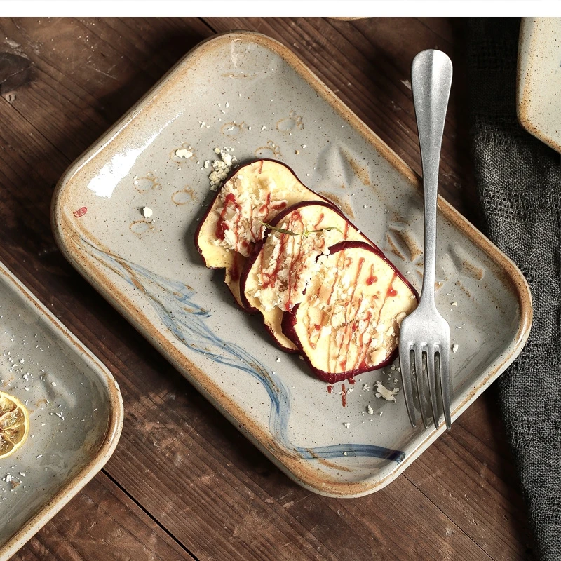 

ceramic sushi plates dinner hotel rectangular trapezoidal tableware commercial household