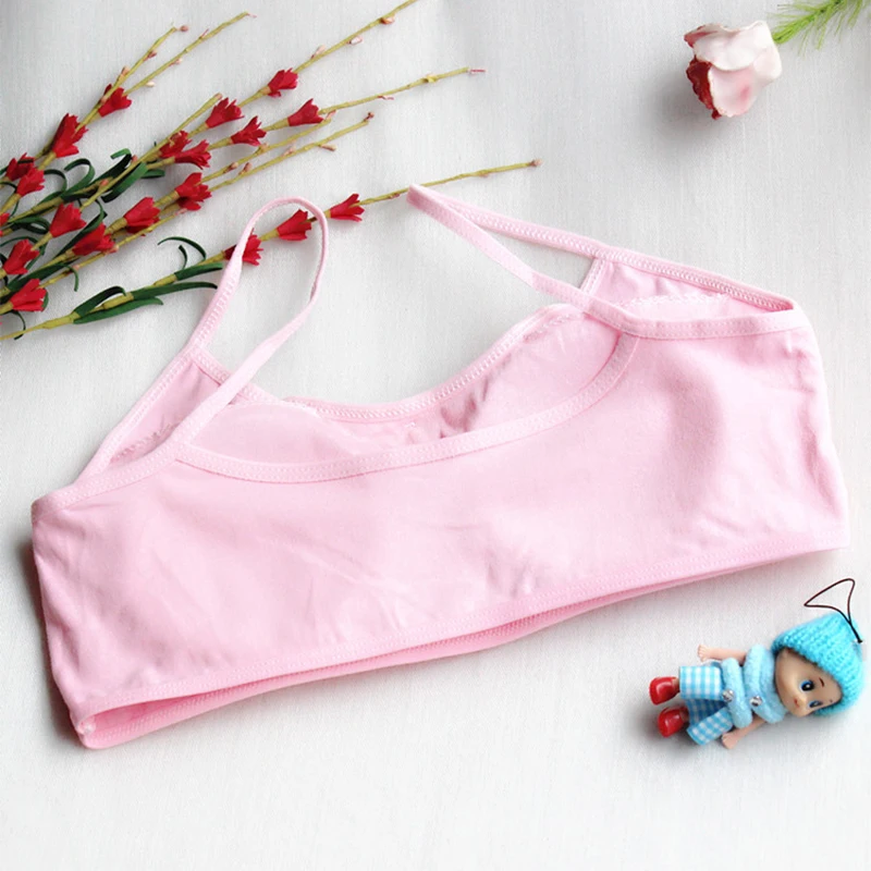 3Pcs Girls Soft Cotton Bra Girl Full Cup Breathable Underwear Kids Training Puberty Removable Chest Cushion Bras 8-16 Years
