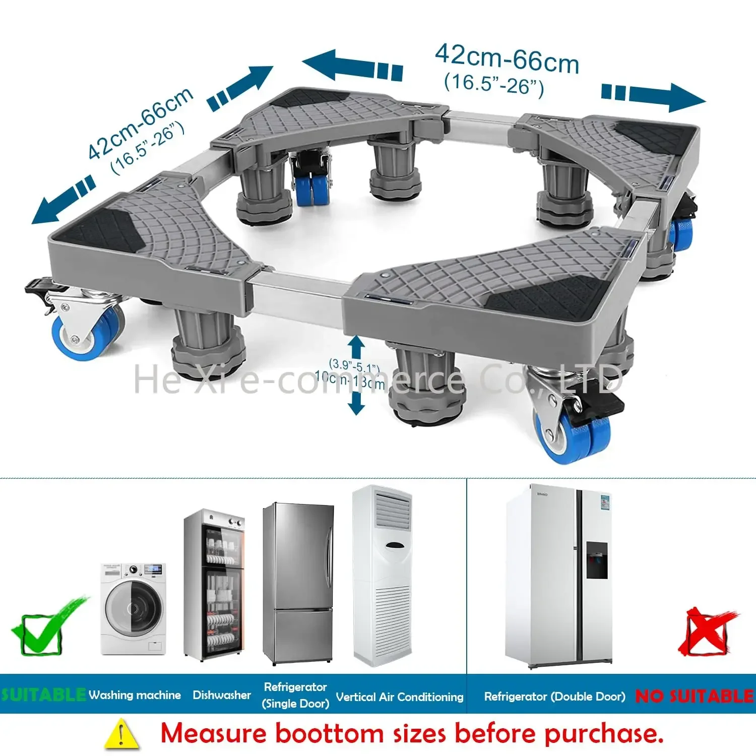 Washing Machine Base with 8 Feet 4 Wheels for Fridge and Dryer Adjustable Washing Machine Base with Non-Slip Shock Absorption