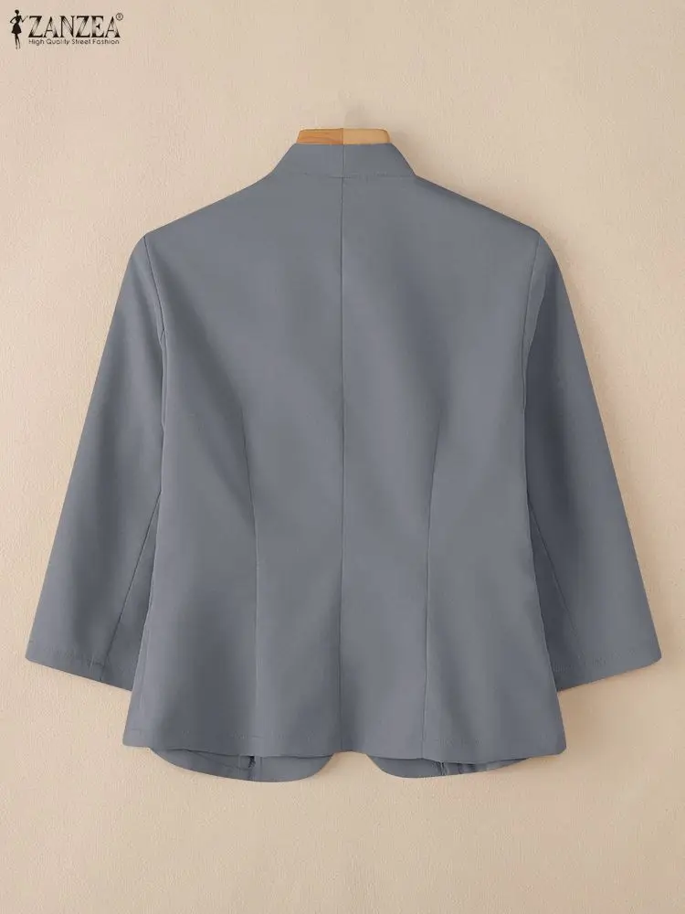 ZANZEA Büro-Bluse für Damen, Herbst-Outwears-Strickjacke, elegantes Arbeitshemd, 2025, stilvolle V-Ausschnitt-Langarm-Tops, solide, dünne Mäntel
