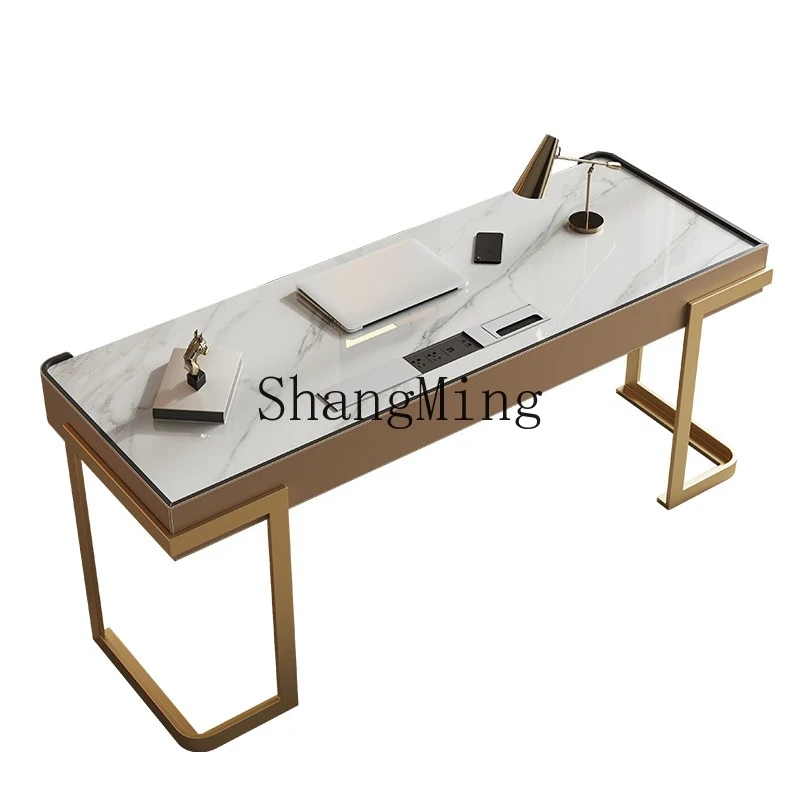 FG good-looking  high-end saddle skin rock slab desk modern simple home study office computer desk