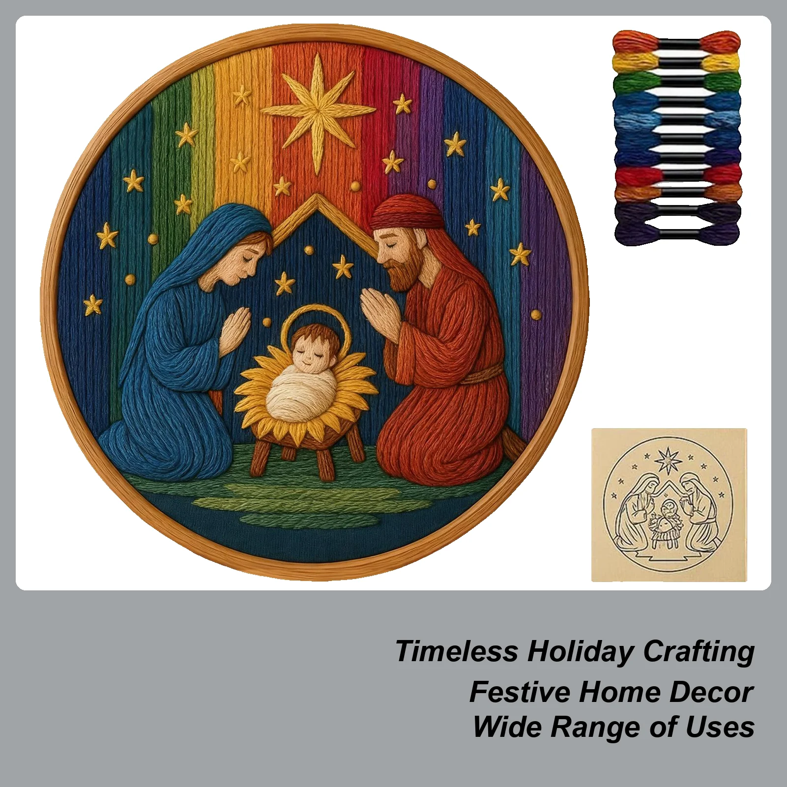 Embroidery Kit Christmas Craft Thread Artwork Nativity Christmas Embroidery Kits For Adults For Stocking Holiday Fall Halloween