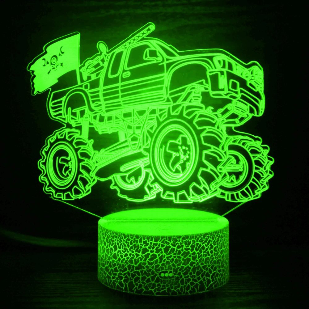 Tractor 3D Illusion Lamp LED Night Light for Kids 7 Colors Changing Bedroom Decor Christmas Birthday Gifts for Boys Kids Baby