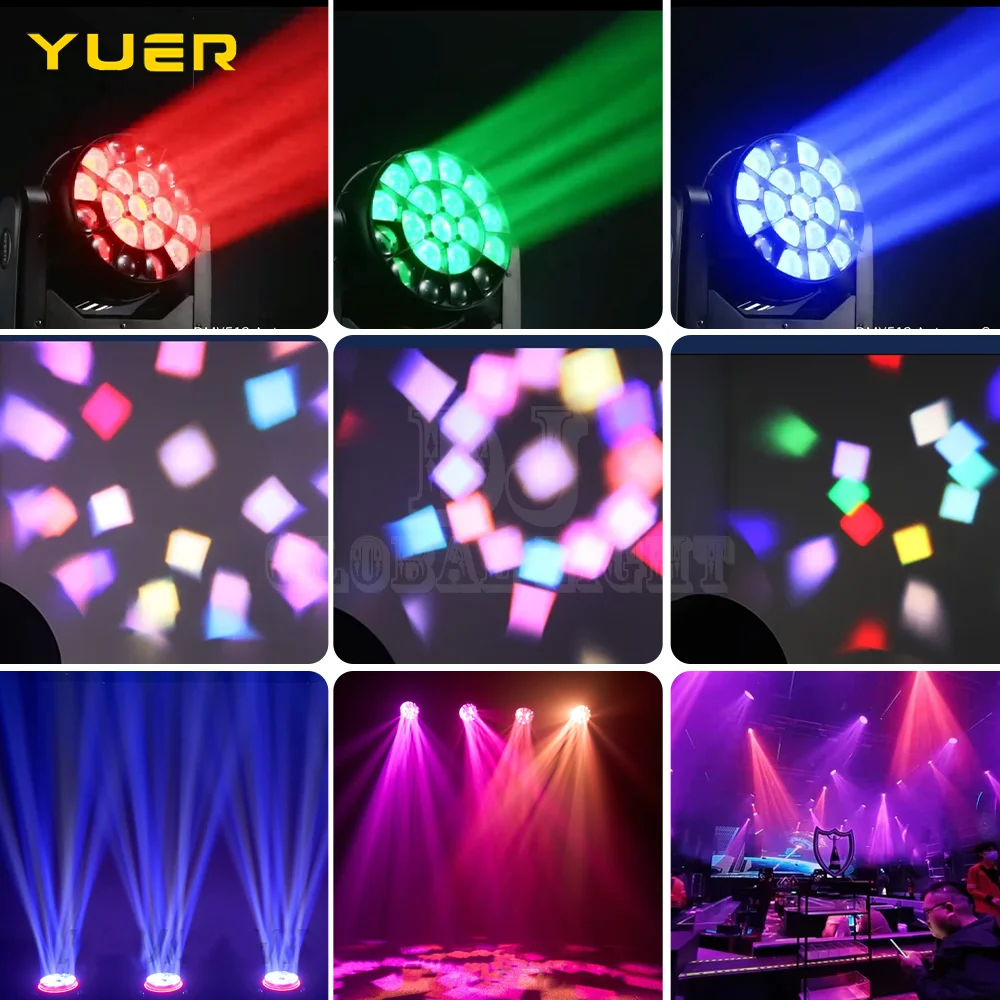 

19X15W LED RGBW Zoom Bee Eye Point Control Moving head light wash effect DMX512 control for DJ Disco Party wedding club bar