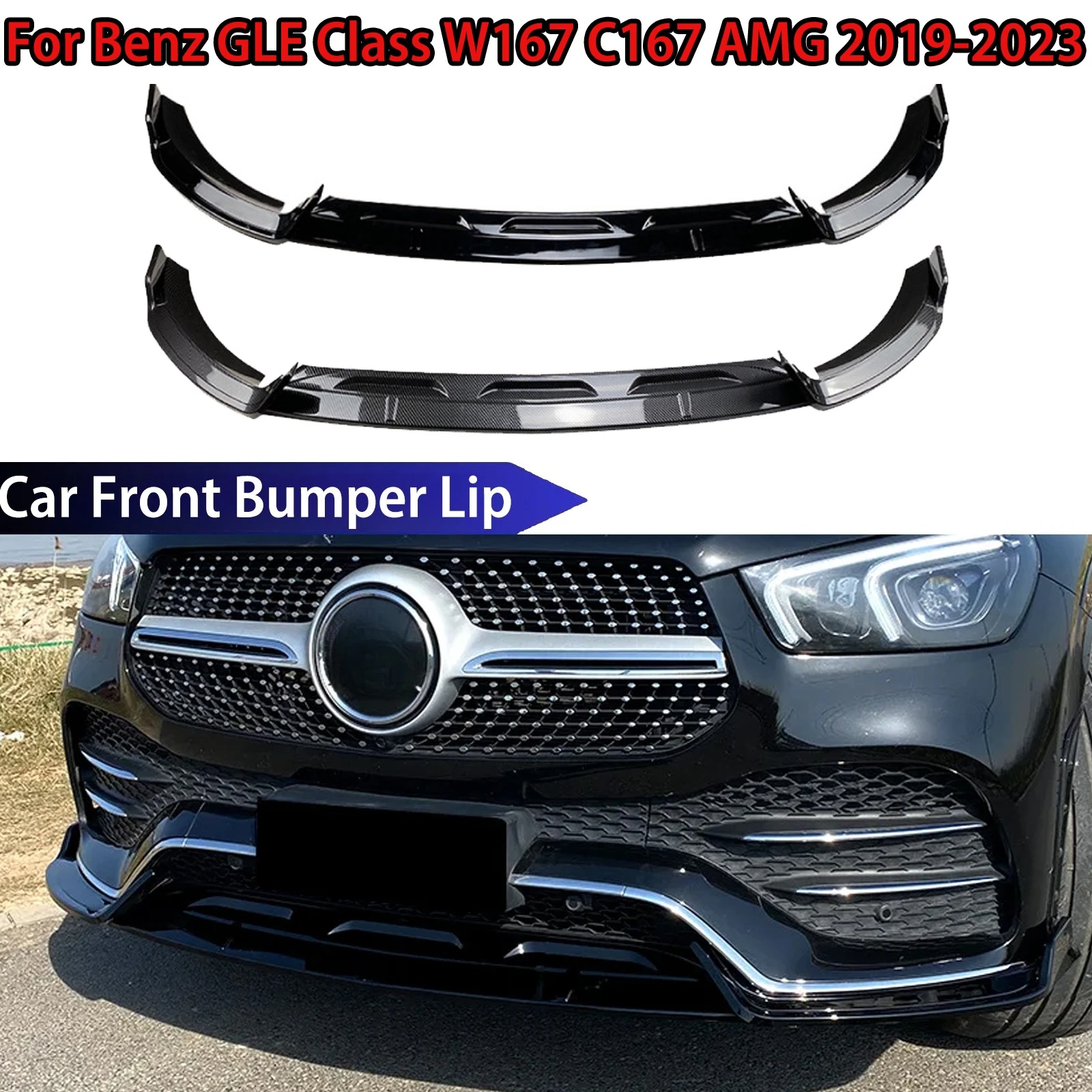 

Car Front Bumper Lip Splitter Spoiler Diffuser For Benz GLE Class W167 C167 GLE350 GLE450 GLE53 AMG 2019-2023 Auto Accessories