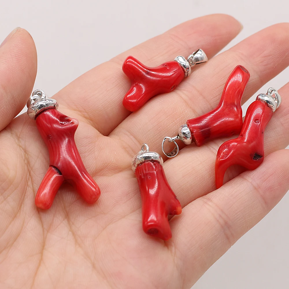 1pcs Sea bamboo Red Coral Irregular Branches Pendants for DIY Earring Necklace Jewelry Making Accessories Gift 10x30-12x50mm