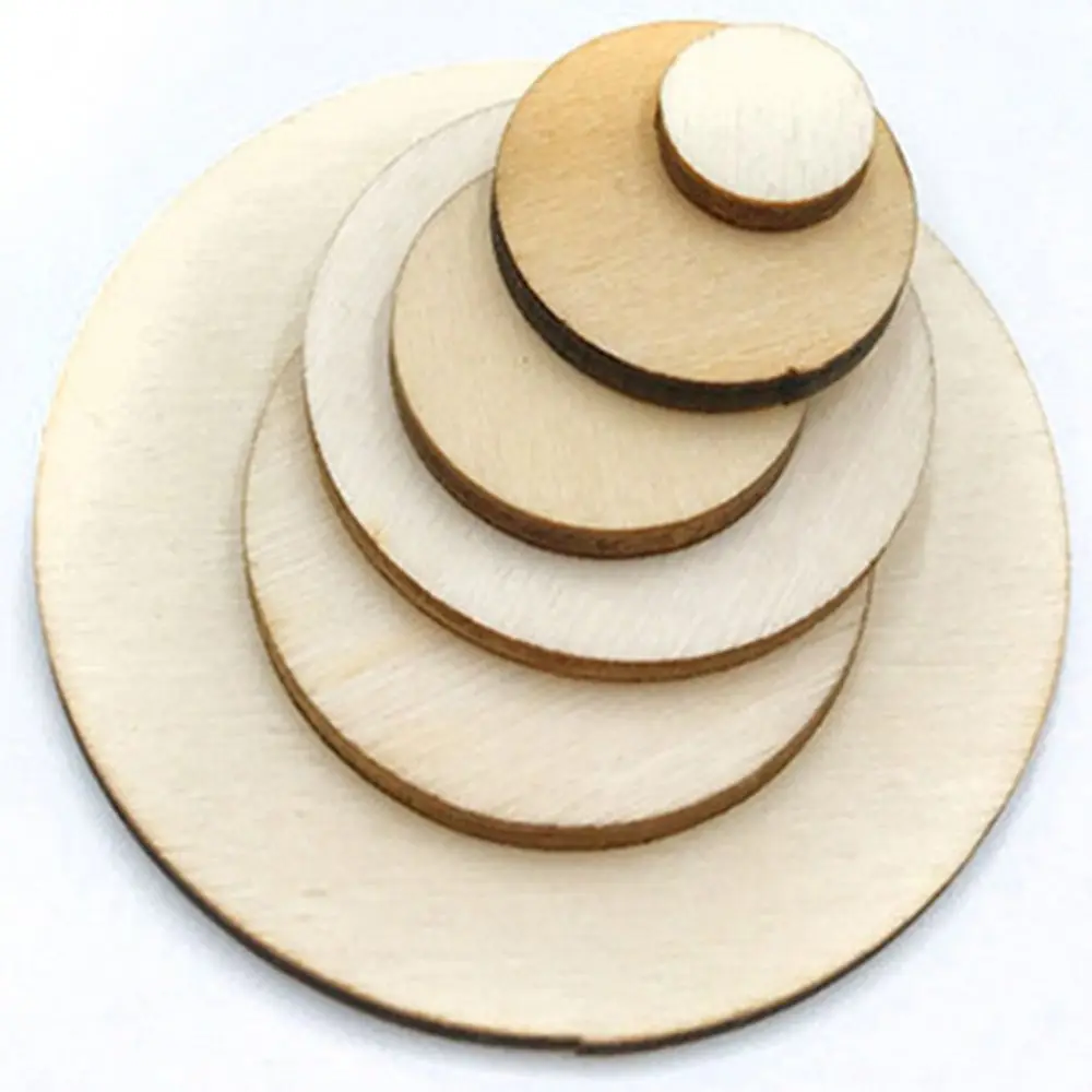 5-100Pcs Unfinished Round Wood Slices 1cm-10cm DIY Crafts Wooden Circle Discs for Christmas Painting Wedding Ornament Decor