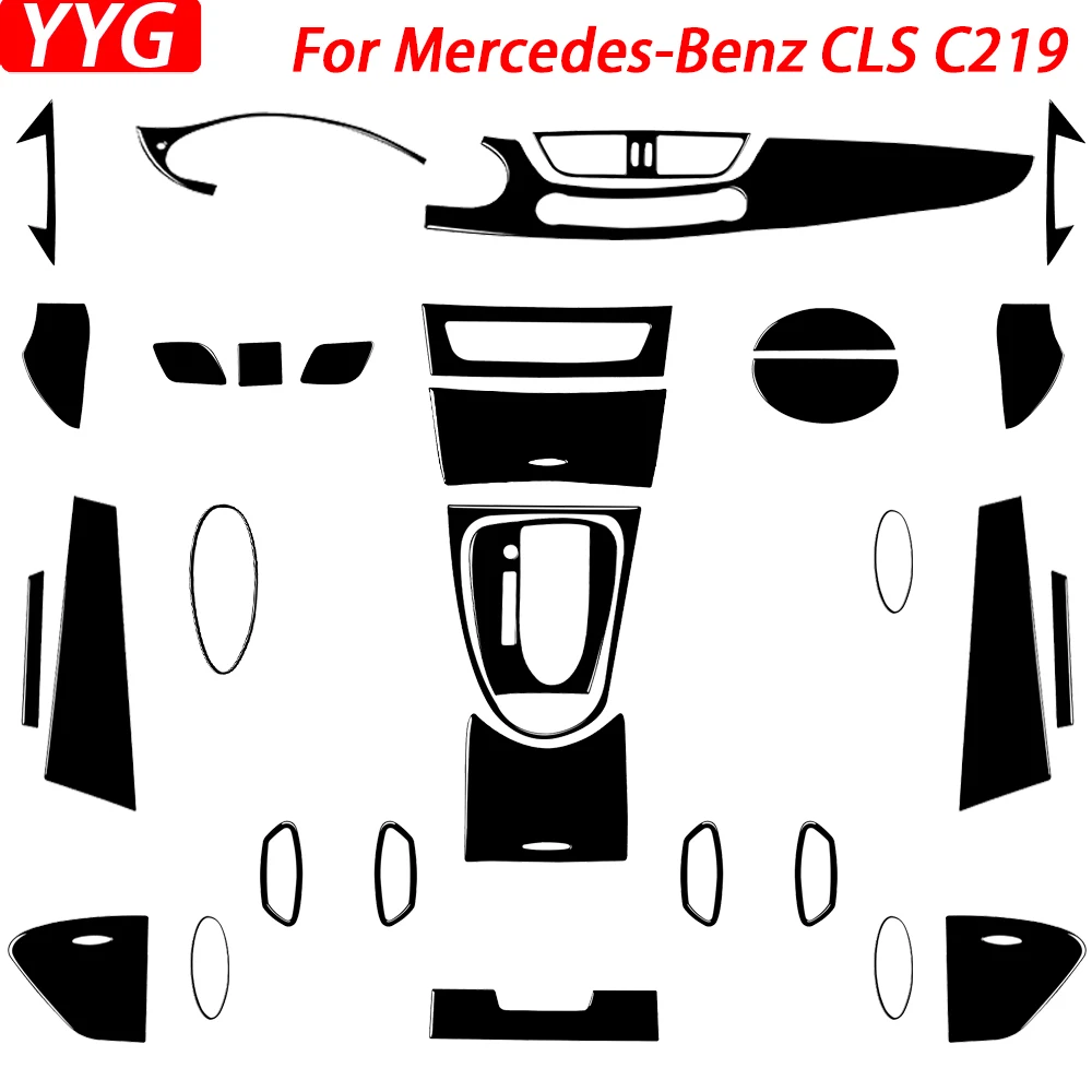 

For Mercedes-Benz C-Class CLS C219 2004-2009 Piano Black Gear Central Control Air Outlet Panel Car Interior Accessories Sticker