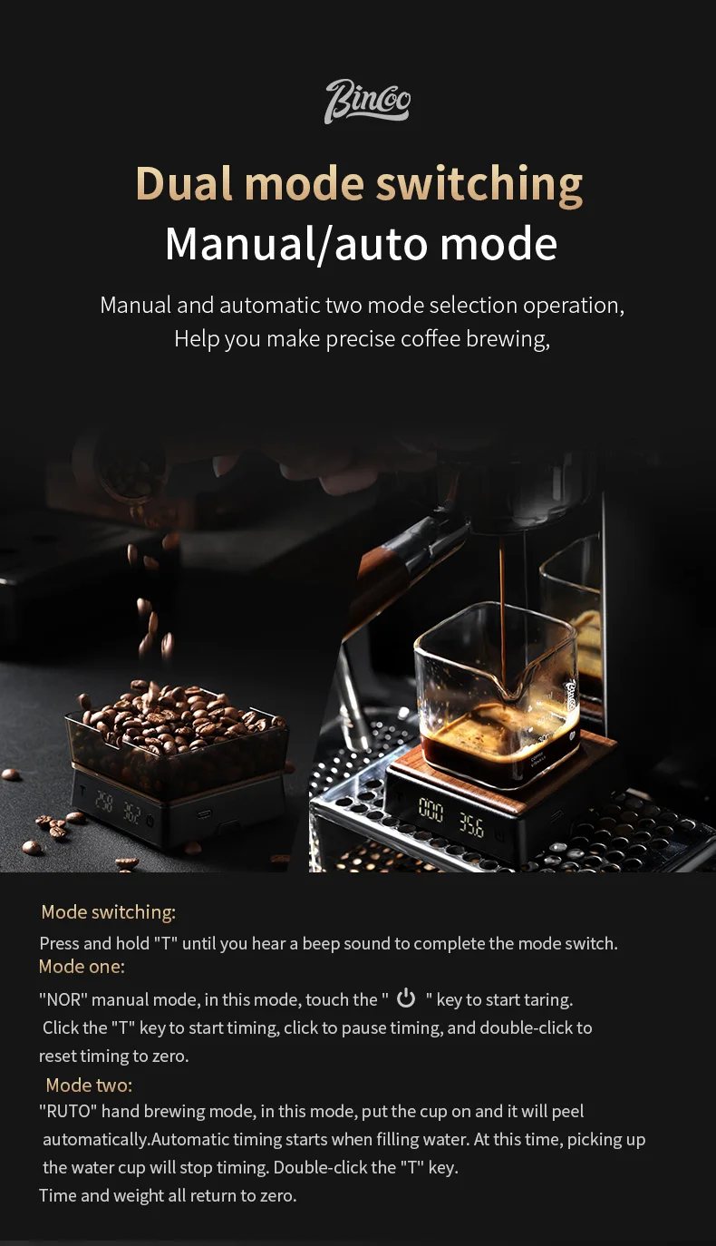 Bincoo electronic coffee scale Italian coffee bean weighing smart hand made mini professional coffee scale coffee equipment Hot