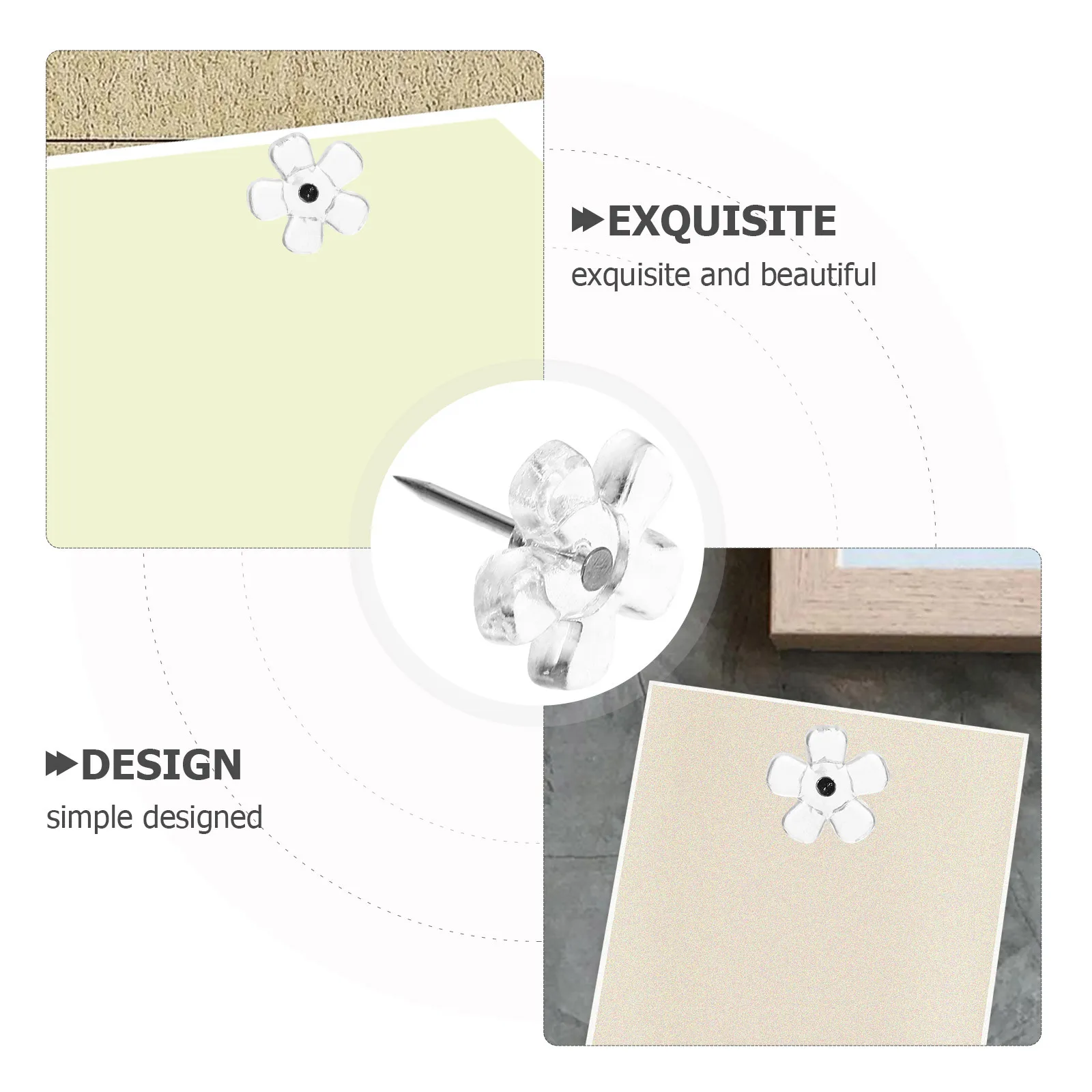 

100Pcs Clear Pushpins Thumbtacks Practical for Bulletin Board Cork Map Markers Office Photo Wall Thumb Tacks