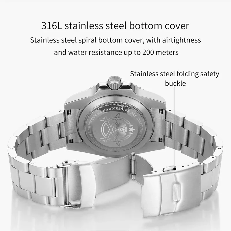 ADDIESDIVE NH35 Dive Men Automatic Watch Sapphire Stainless Steel Fashion Mechanical Wristwatches Luminous 200ATM Diving Watches