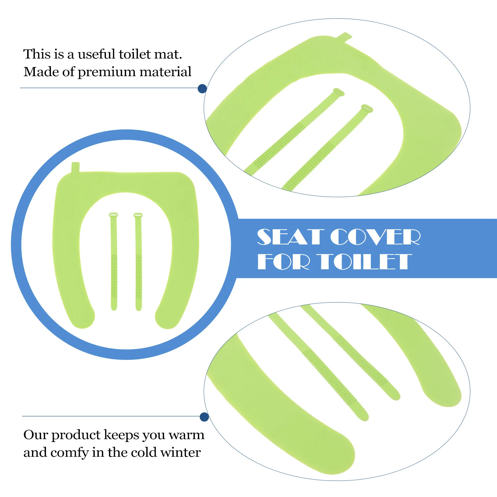 

Light Green Silicone Toilet Seat Cover Reusable Non-Slip Warm Comfortable Modern Design for Bathroom Decor Easy Clean