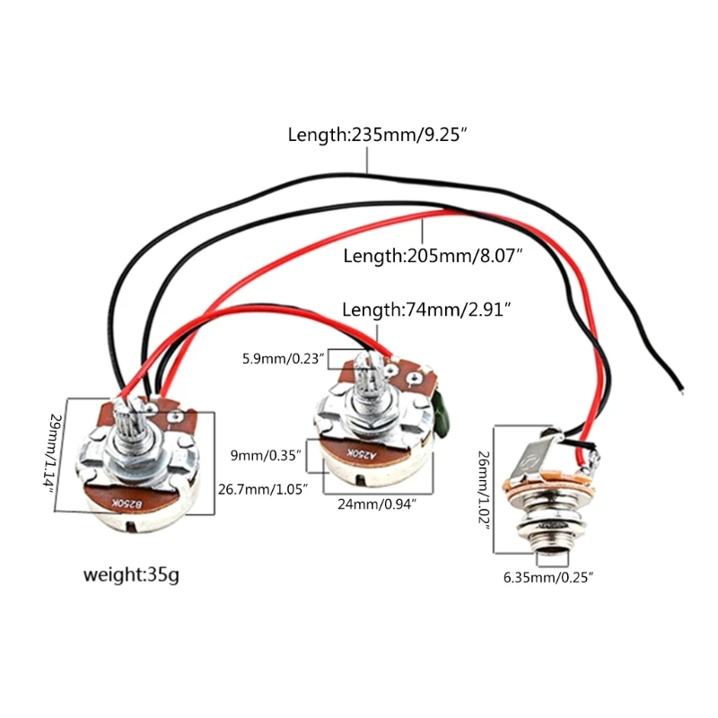 Bass Wiring Harness Set for Precision Electric Bass Parts Bass Preamp Circuit R66E