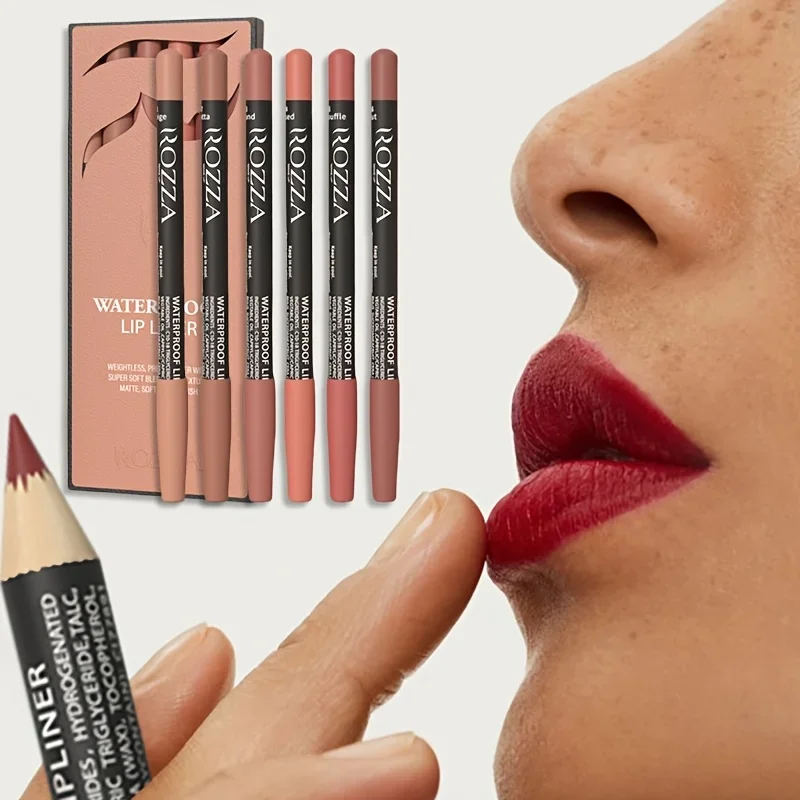 6 ชิ้น Nude Lip Liner Set, กันน้ํา Matte Long-Lasting Finish Lip Pencil แต่งหน้าทุกวัน Nude Lip Liners