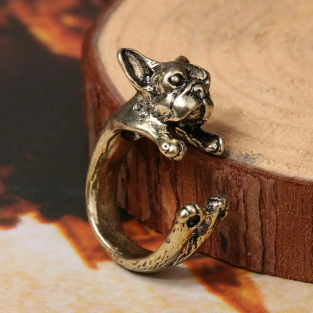 Vintage Ring Jewelry Women Daisies 1PCS Bohoo Chic French Bulldog Finger Anel Bijouxs Brass Knuckl Animal Dog For Men