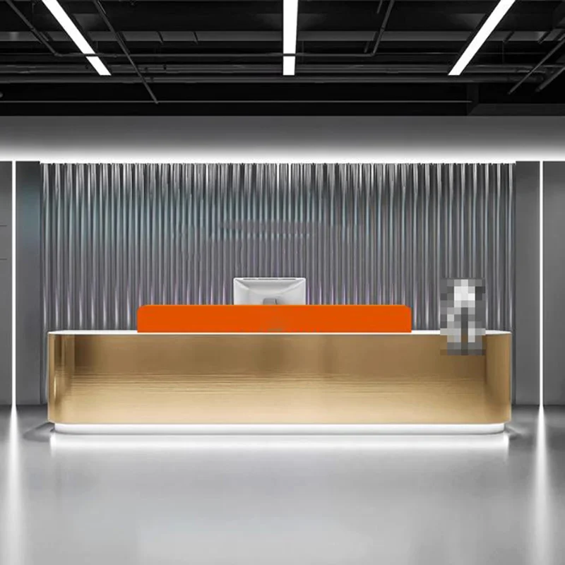 مكاتب استقبال بار المتجر، تصميم جمالي حديث فريد من نوعه، مكاتب استقبال طويلة، أفضل أثاث صناعي عصري #4