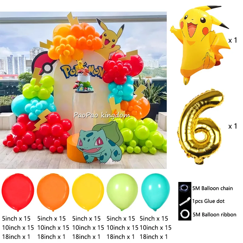 Liebliches Pikachu-Themen-Ballon-Dekorationsset Cartoon-Folienballons Blitzballon-Set Kindergeburtstags-Party-Deko-Zubehör – Detail 6