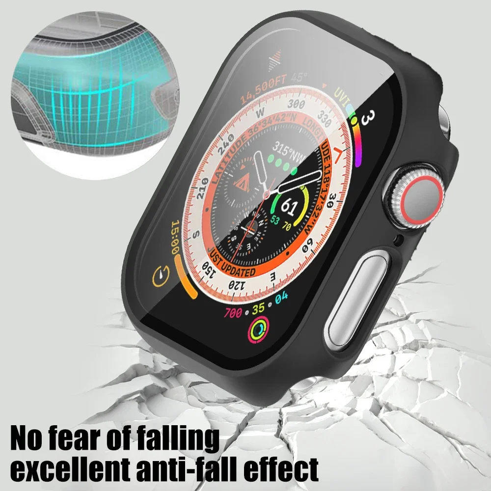 2 in 1 Waterproof Protective Case for IWatch Series10 42/46mm PC Hard Shell Tempered Glass Screen Protector for IWatch Series 10