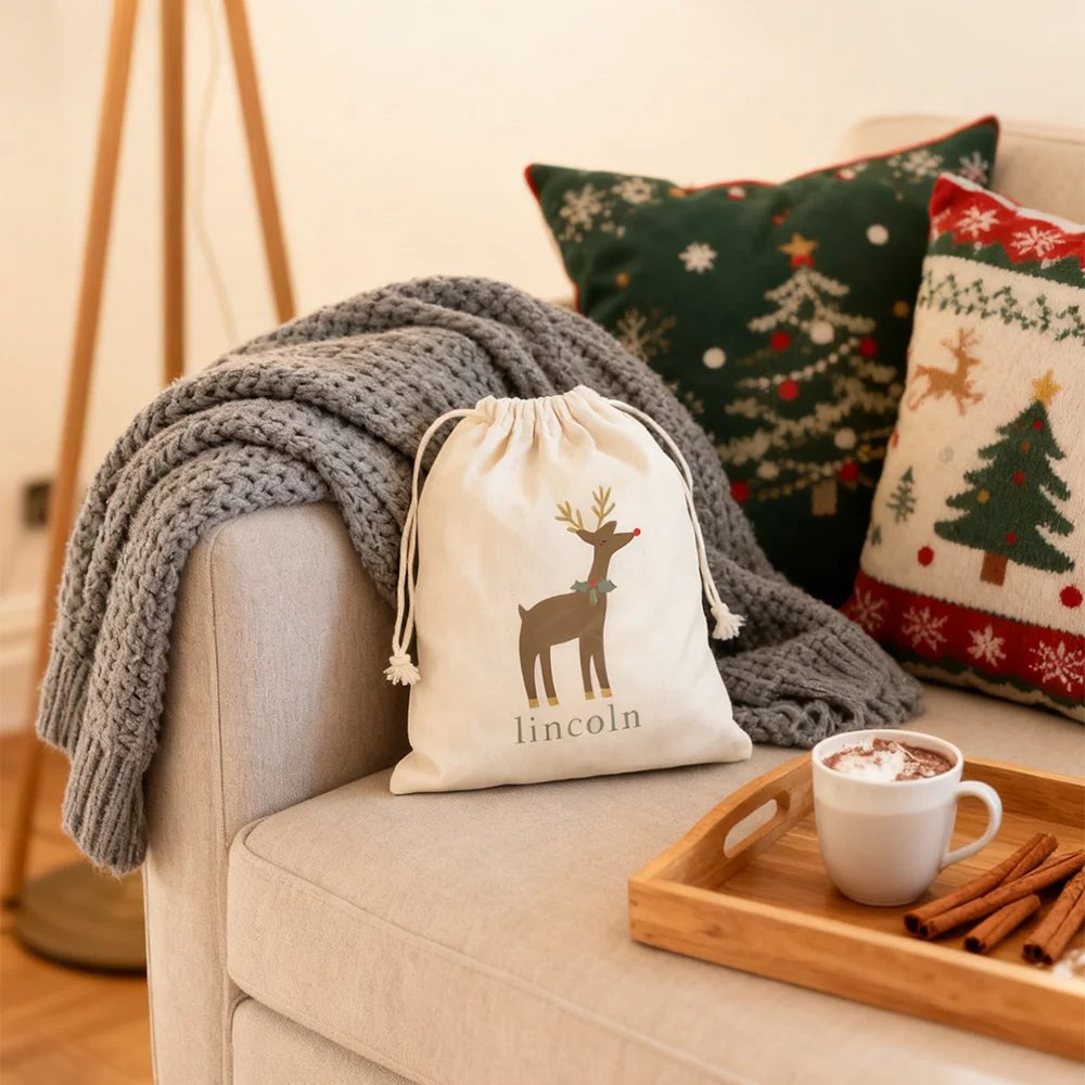 شخصية 4 قطعة هدية الكريسماس حقيبة الاطفال الرنة جودي حقيبة السنة الجديدة الرباط أكياس عيد الميلاد عطلة حفلة تفضل مجيء