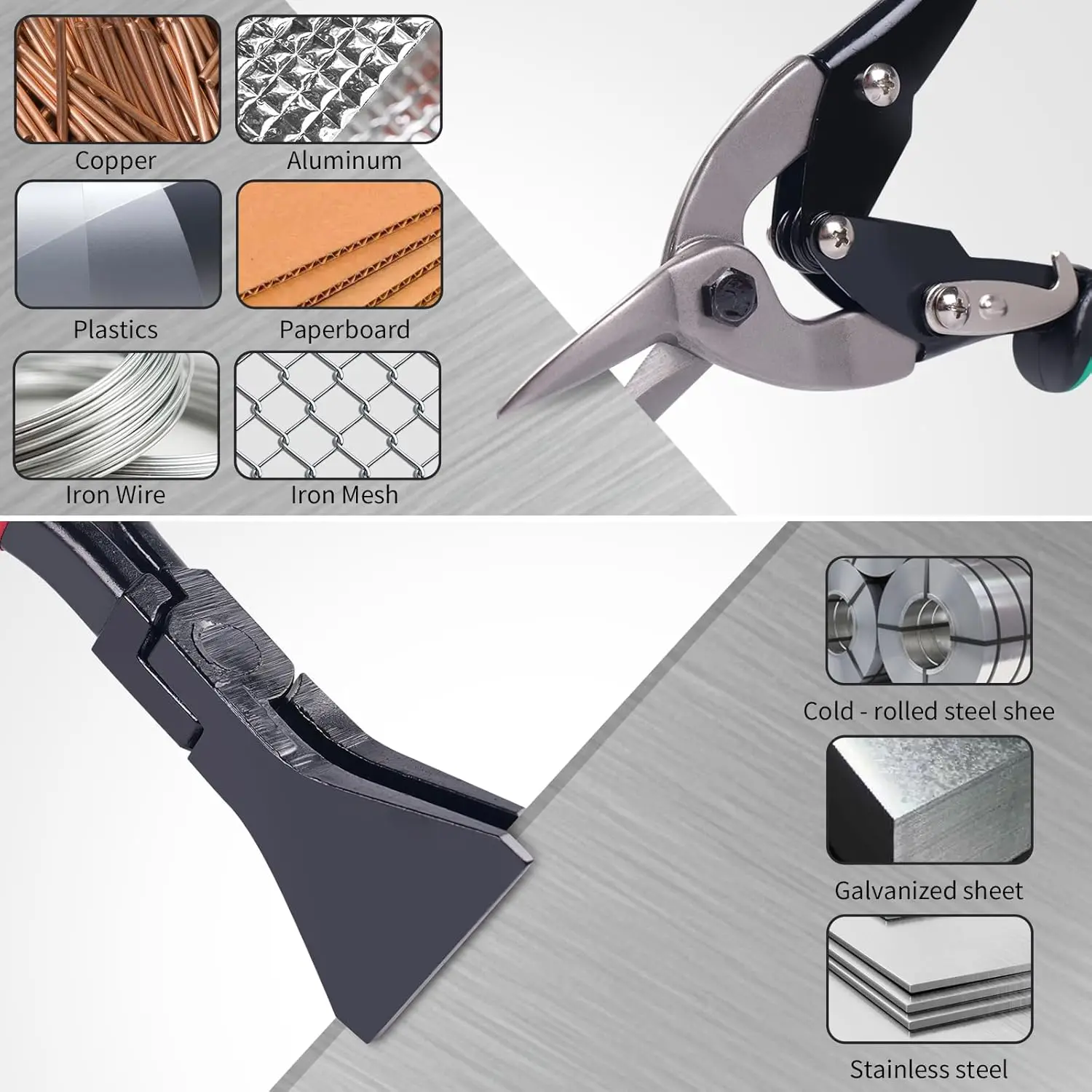 Set di strumenti metallici da 6 pezzi: sigillatrici manuali, cesoie per stagno, pinze piegatubi per HVAC, coperture, lavori di condutture e fabbricazione di metalli – con contenitore