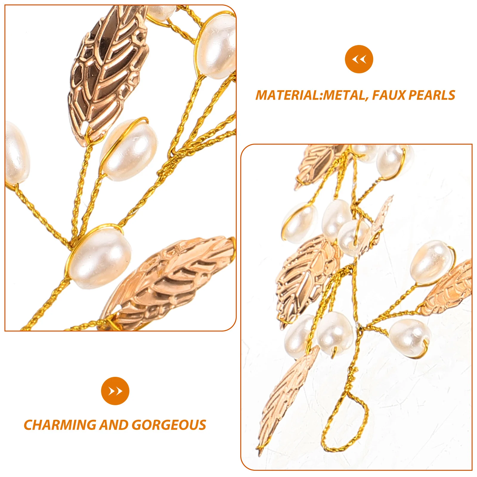 

Pearl Hair Vine Elegant Faux Pearls Metal Leaves Bridal Headpiece for Wedding Evening Party Banquet Photo Shoot Festival Bride