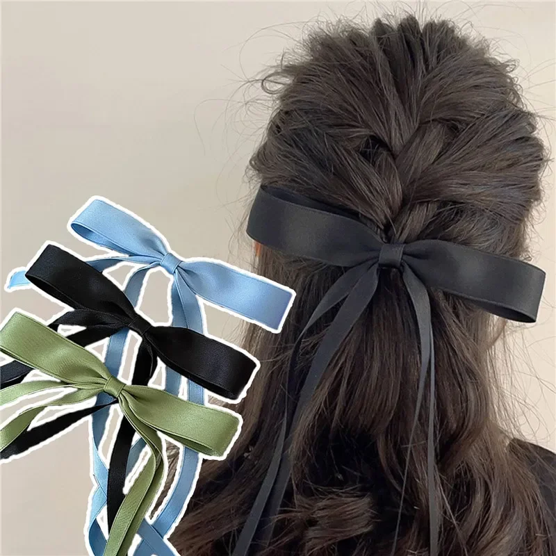 Korean Fabric Hair Bow Hairpin Clips for Women Girls Ribbon Hair Clips Black White Bow Top Clip Female Hair Accessories New Gift