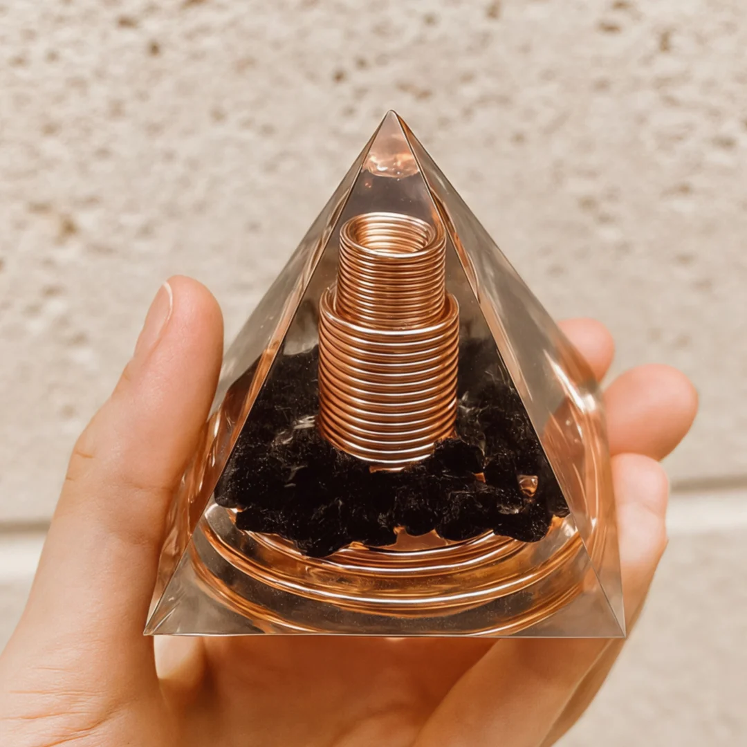 1 Stück Orgonit-Pyramide mit Obsidian, Energie für Yoga, Kristallgeschenke, Kristalle für die Dekoration von Zuhause und Büro, Ausgleich Ihrer Energie – Detail 3