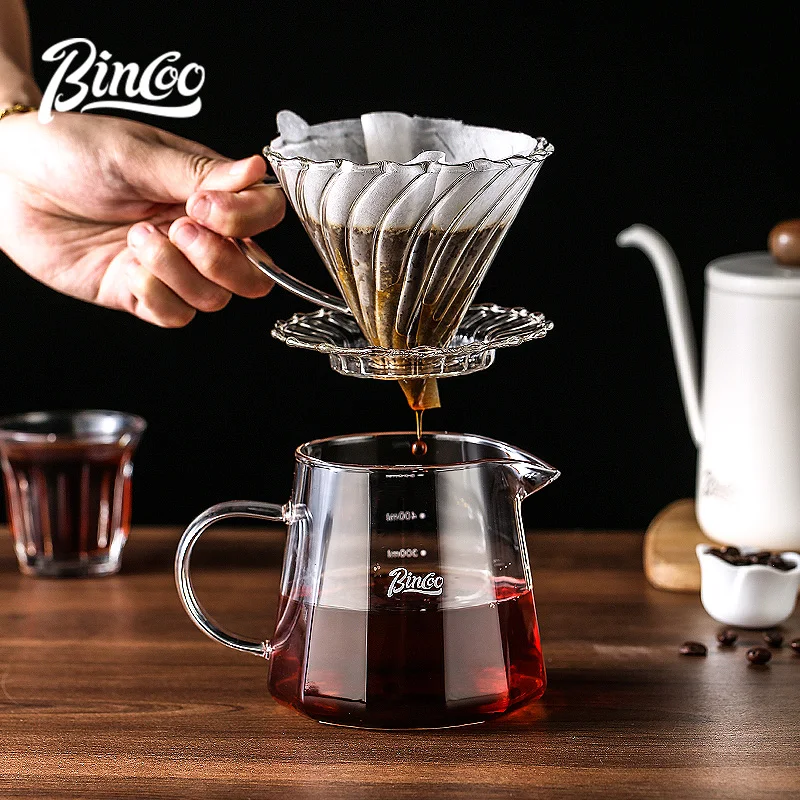 Bincoo Glass Hand-Brewed Coffee Sharing Pot Tasting Cup Set Glass Filter Cup Filter Funnel Scale Fair Cup