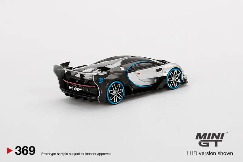 MINI GT 1:64 Bugatti VGT Silver Bugatti Vision Gran Turismo modello di auto, giocattolo per ragazzi, esposizione collezione per adulti, regalo per bambini