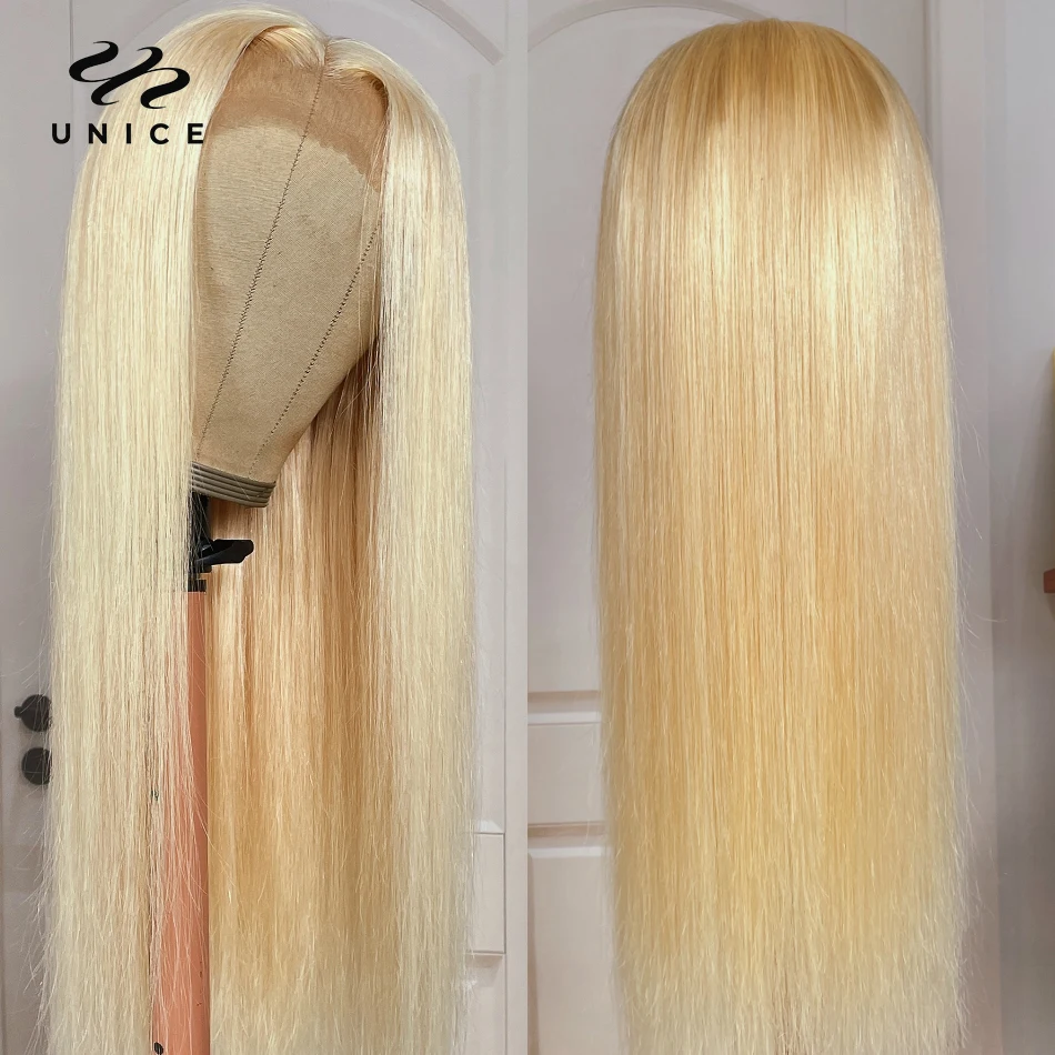 Unice Hair 5x5 HD Lace 613 Blonde Straight Lace Front Human Hair Wigs Blonde Lace Wig 180 Density Human Hair