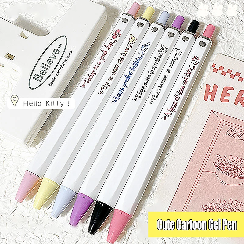 Creative Cute Cartoon Sanrio Gel Pen Kawaii Kuromi Hello Kitty Cinnamoroll 0.5mm Writing Pens Student Stationery School Supplies