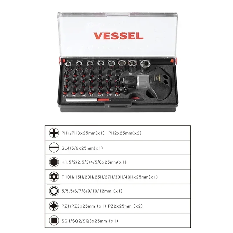 VESSEL Franchise ScrewdriverSeries NO.S-12, a high-quality tool set, supporting screw fastening tools with high frequency of use