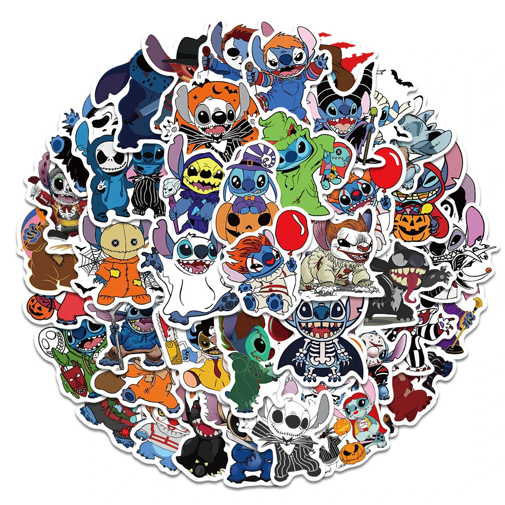 

10/30/50pcs Funny Disney Stitch Stickers Decals DIY Phone Case Car Laptop Fridge Horror Anime Decal Sticker for Kids Toys Gifts