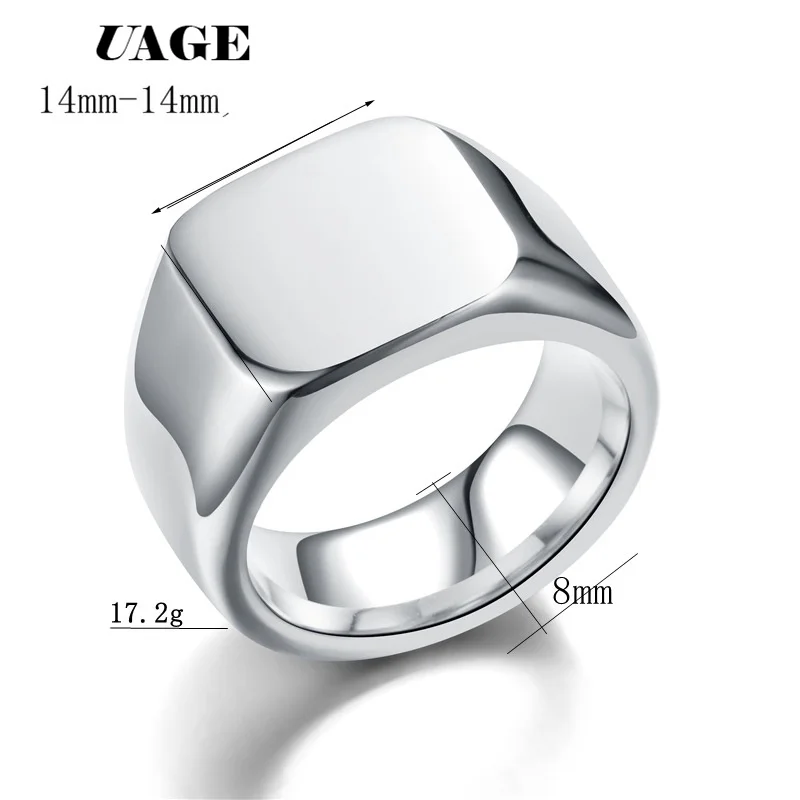 UAGE Fashion 14mm Glossy bright wedding ring for men male naver fade stainless steel engagement Rings Jewelry Wholesale