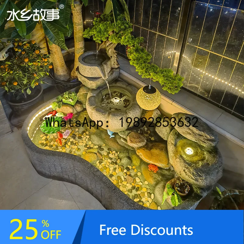 

YFY Flowing Water Landscape Circulating Water Balcony Fish Pond Ornament Rockery Fish Tank Landscaping Indoor Fish Pond