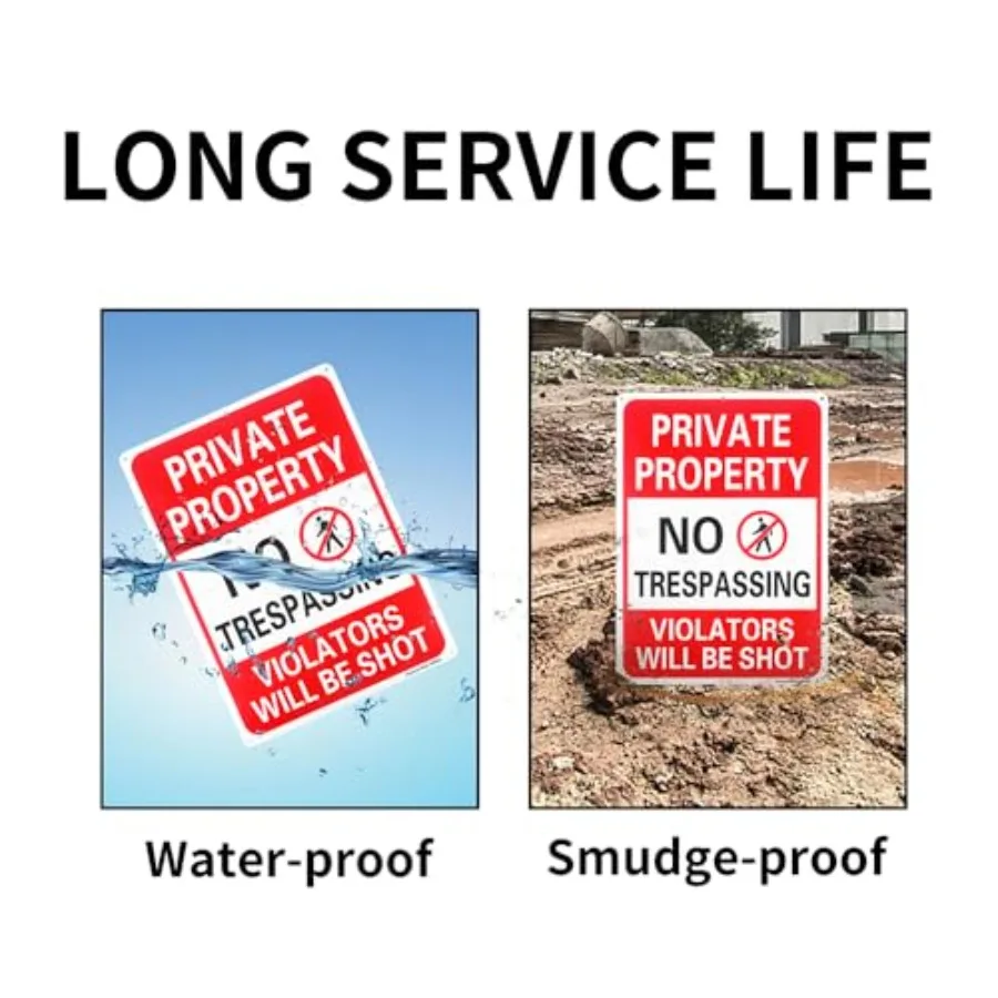 2 Pack Private Property No Trespassing Violators Will Be Shot Sign, 14"x 10".040 Rust Free Aluminum Reflective, UV Protected an - view 3