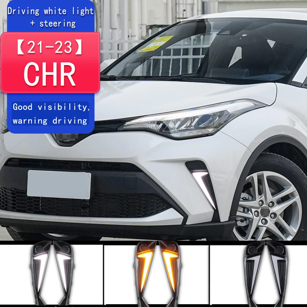 

For Toyota C-HR CHR 2020 2021 2022 DRL Daytime Running Light Car Led with Dynamic Yellow Turn Signal White Daylight Fog Lamp 12V