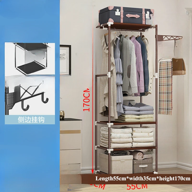 Simple Coat Rack Stand Spray Paint Metal Home Supplies Storage Cabinet Bedroom Wardrobe Closet Floor Clothes Hanger With Hook