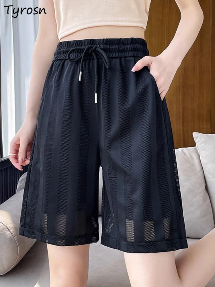 

Shorts Women Summer Elastic Design Straight Thin Elegant Sporty Ladies Tender Korean Style Daily High Waist Fashion All-match