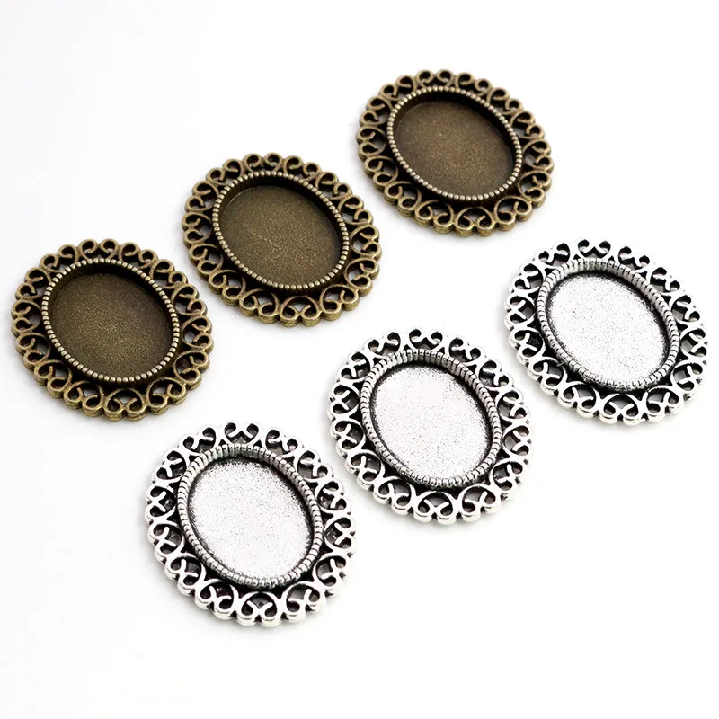 10pcs 13x18mm Inner Size Antique Silver Plated Bronze Simple Cameo Cabochon Base Setting Charms Pendant Necklace Findings