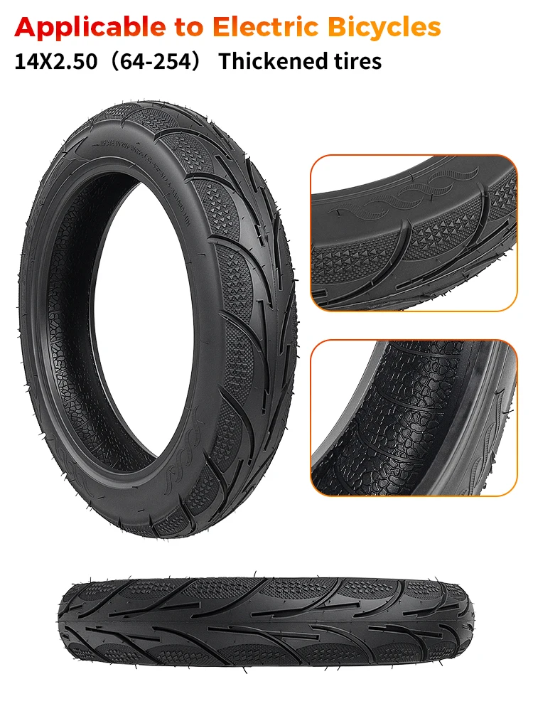 AliExpress LCQPTW For Electric Bicycle Electric Scooter 14 Inch 14X2.50 (64‑254) Inner Tube Outer Tire Set Inflatable Tyre EBike Replacement Parts