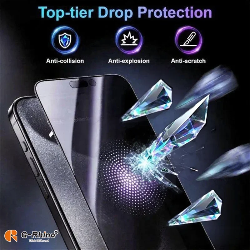G-Rhino 1/2 قطعة واقي شاشة الخصوصية آيفون 15 برو XR X XS MAX المضادة للتجسس الزجاج المقسى آيفون 16 11 12 13 14 برو ماكس