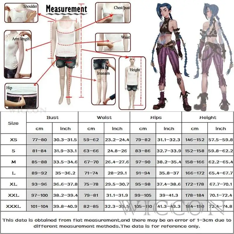 Jinx Cosplay Game Arcane Cosplay Costume Crit Loli Jinx Uniform Wig Tattoo sticker Outfit Sexy Women Halloween Carnival Costume