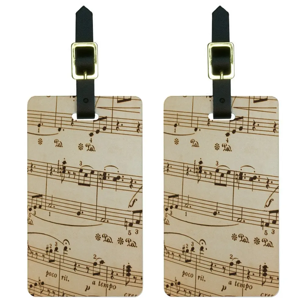 

Free ShippingMusic Musical Sheet Notes Vintage - Treble Clef Luggage Tags ID Set of 2