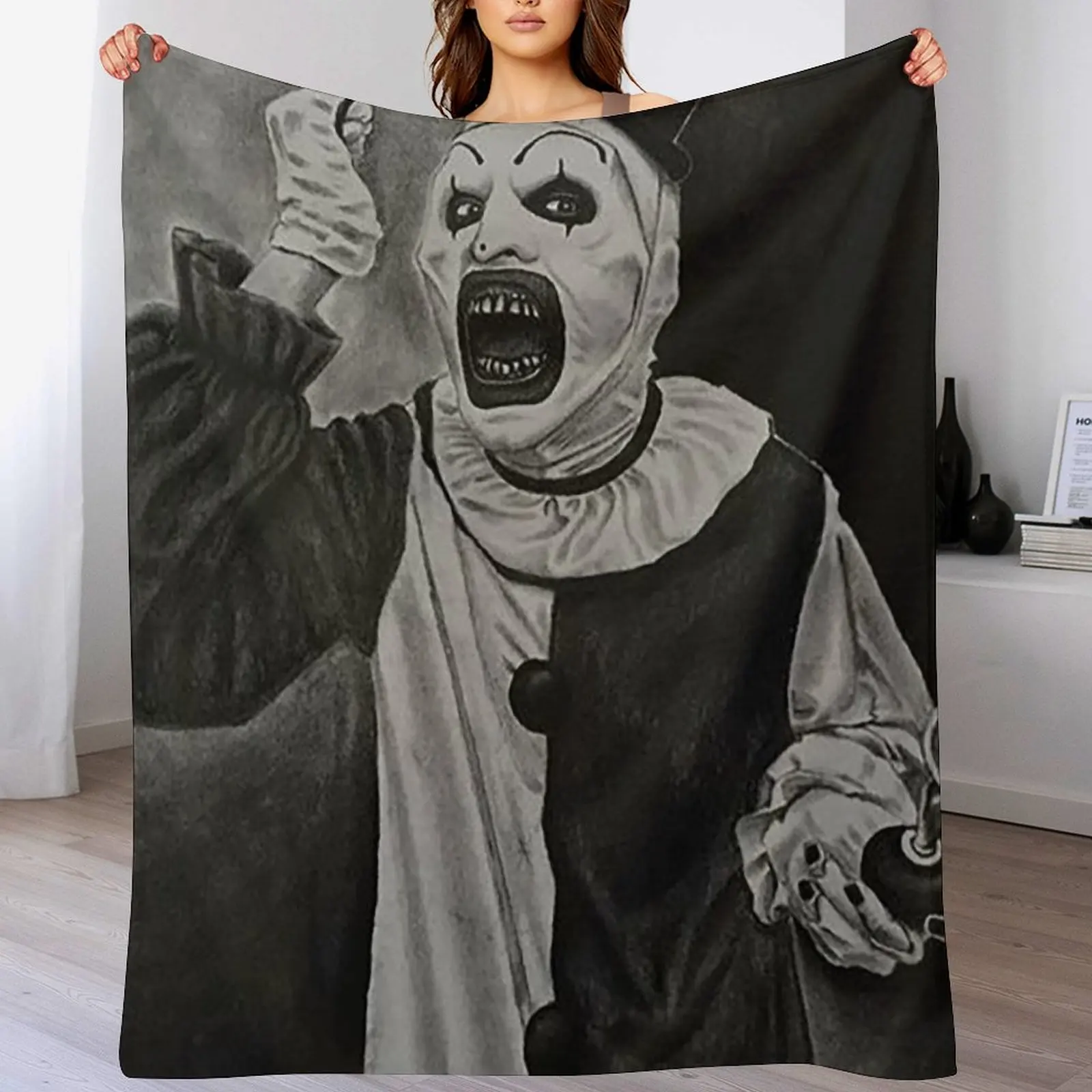 Clown movie Poster Throw Blanket Warm Flannel Blanket for Couch Chair Bedroom