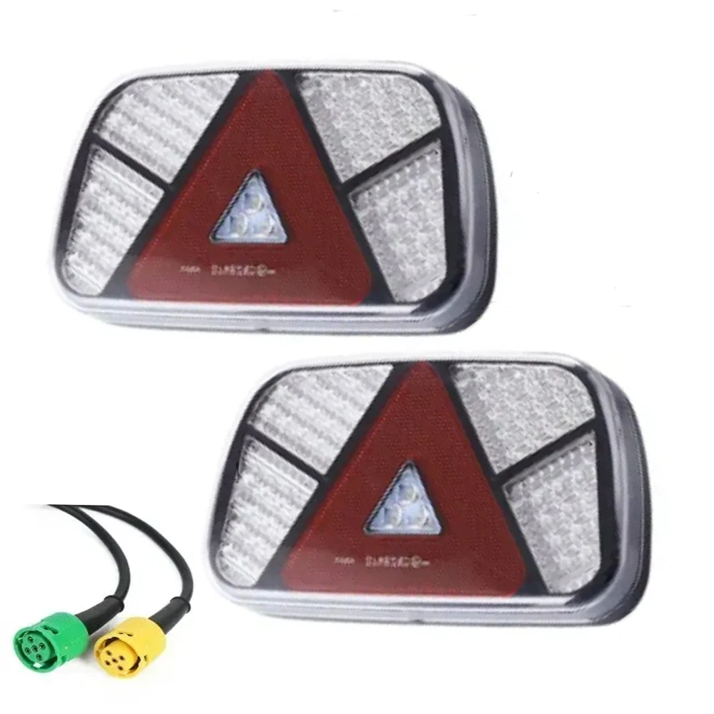 1 Set 12V 24V LED Tail Light Rear Stop Brake Fog Light Signal Lamp Reverse Number Plate Reflector 6 Core Cable Truck Trailer