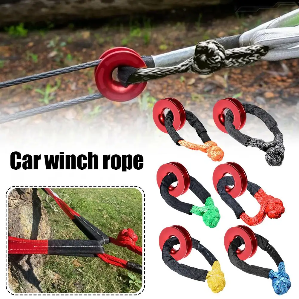 Outdoor Off-road Vehicle Winch Car Large Pull Soft Duty Sleeve Rescue Rope Emergency Shackle Offroad Snatch Protective Heav Y5D8