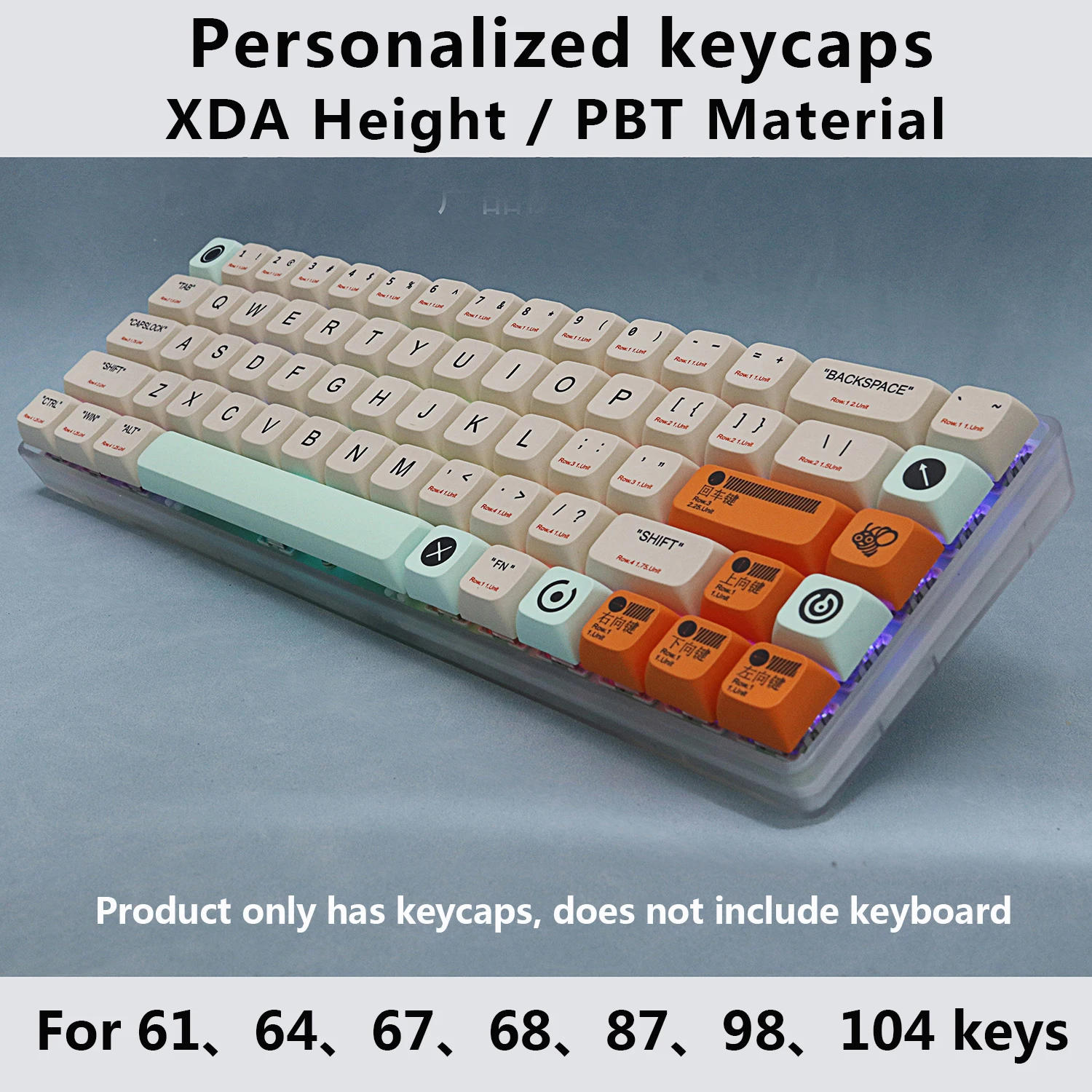 PBT 레트로 키캡 XDA 프로필 DYE-SUB Bee 맞춤형 키캡, Cherry MX GATERON 스위치 게임용 기계식 키보드, 139 키