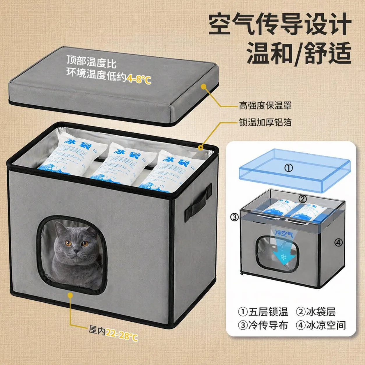 Cama refrescante para gatos exterior – Plegable e impermeable para verano - imagen 3
