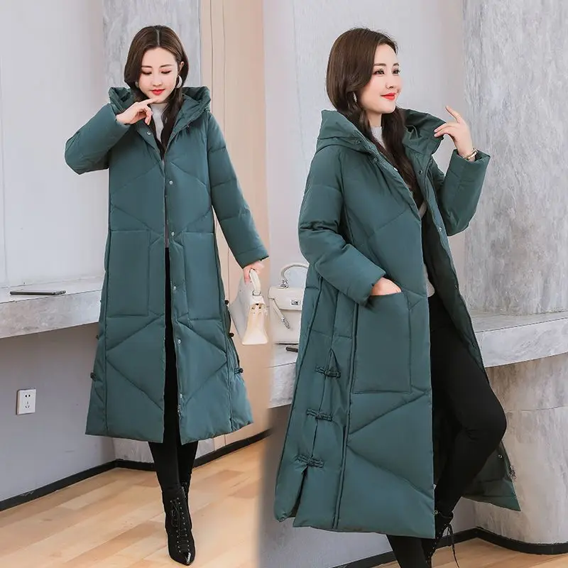 2023 New Women Cotton Long Coat Winter Jacket Female Thick Warm Parkas Hooded Outwear Large Size Overcoat